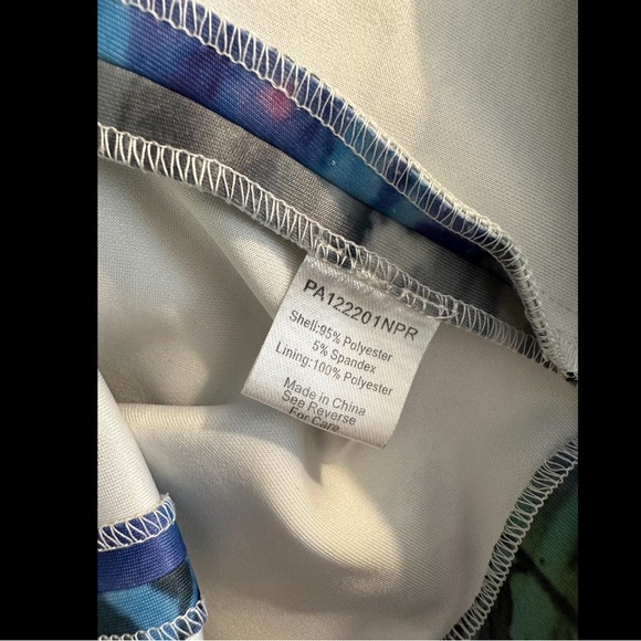 PARKER Tobias Halter Mini Dress Scuba Wrap Cut Out Blue Black Geometric Geo - Picture 9 of 11